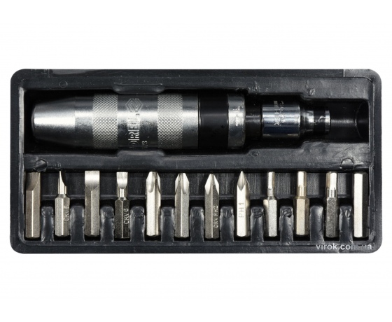 Фото 2 - Викрутка-тримач ударна VOREL з насадками 13 шт