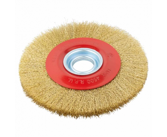 Фото 3 - Щетка проволочная дискообразная Ø200мм Ø32мм (латунированная) SIGMA (9012371)