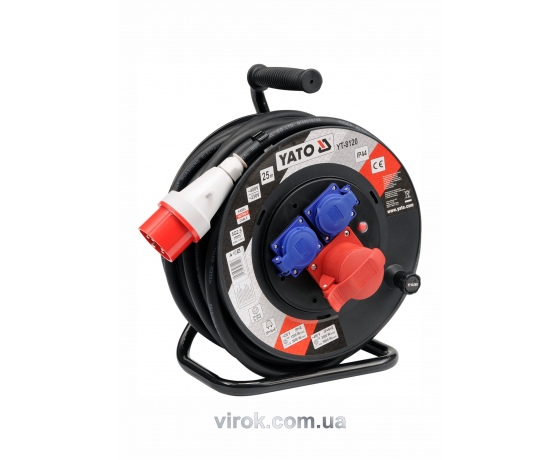 Фото 2 - Подовжувач електричний на котушці YATO 25 м 2.5 мм² 4 гнізда 5-жильний