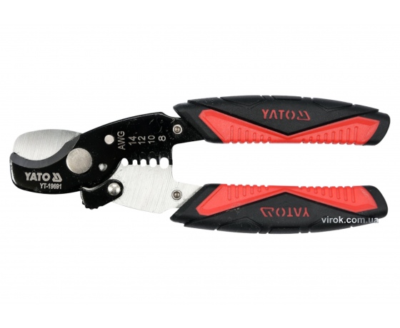 Фото 2 - Кабелеріз для кабелів/прутів Ø10.5/3 мм зі знімачем ізоляції Ø1.6-3.2 мм 170 мм YATO