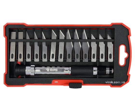 Фото 2 - Набор ножів прецизійних з тримачем YATO 14 шт