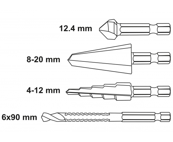 Фото 3 - Набір свердл універсальних YATO з шестигранним хвостовиком 4 шт