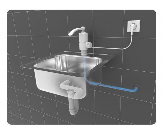 Фото 3 - Нагрівач води проточної мережевий FALA до 60°С, 3 кВт, тиск 0,04-0,6 MPa, гусак l=20 см