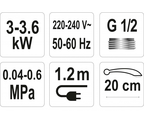 Фото 5 - Нагрівач води проточної мережевий FALA до 60°С, 3 кВт, тиск 0,04-0,6 MPa, гусак l=20 см