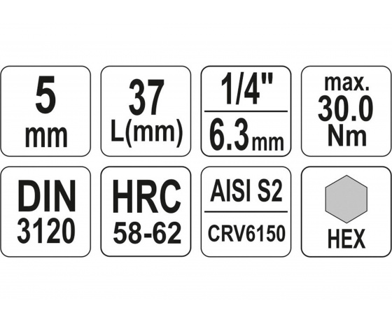 Фото 3 - Головка торцева з насадкою викрутковою HEX YATO 1/4