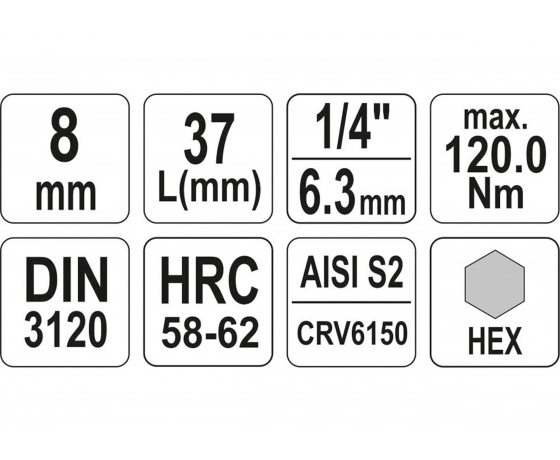 Фото 3 - Головка торцева з насадкою викрутковою HEX YATO 1/4