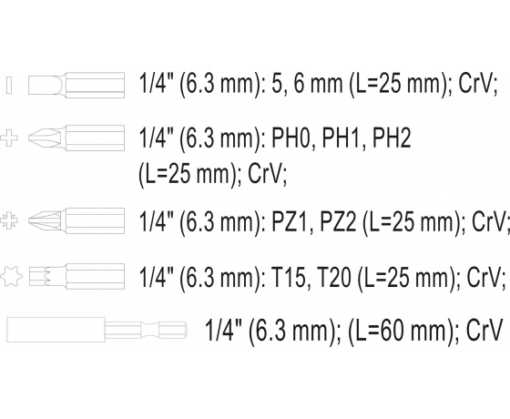 Фото 4 - Набір насадок викруткових STHOR 1/4