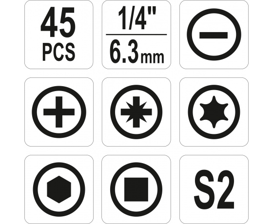 Фото 3 - Набір насадок викруткових YATO 1/4