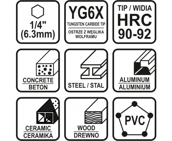 Фото 3 - Набір свердл універсальних STHOR з шестигранним хвостовиком 1/4