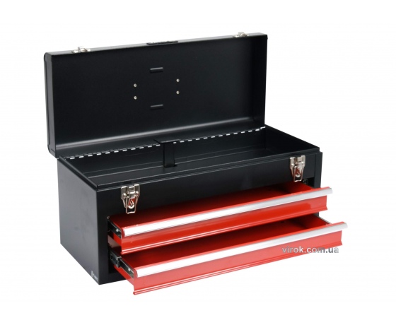 Фото 2 - Ящик для інструментів металевий YATO з 2 шухлядами 218 х 255 х 520 мм
