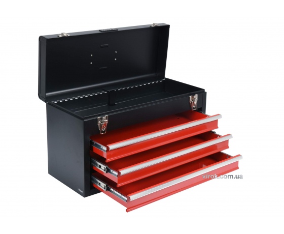 Фото 2 - Ящик для інструментів металевий YATO з 3 шухлядами 218 х 300 х 520 мм