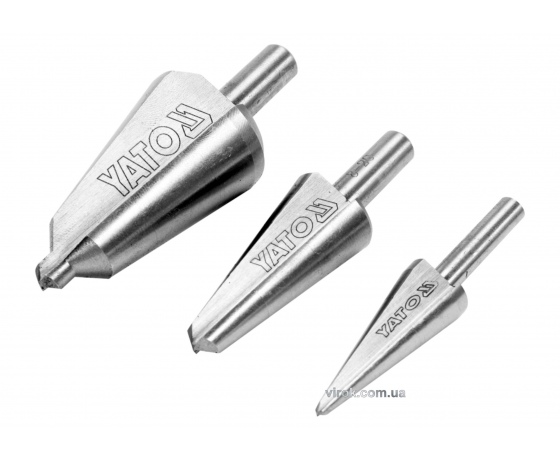 Фото 2 - Свердла конусні по металу і ПВХ YATO 3-14 мм 8-20 мм 16-30 мм HSS 4241 3 шт