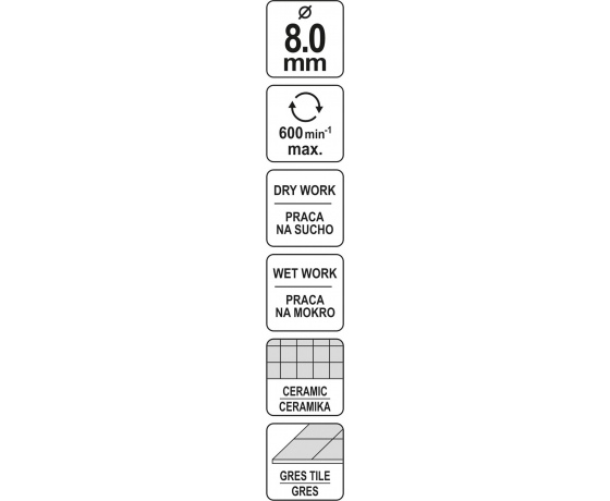 Фото 3 - Свердло по гресу і кераміці YATO 8 мм при сухому і мокрому режимах