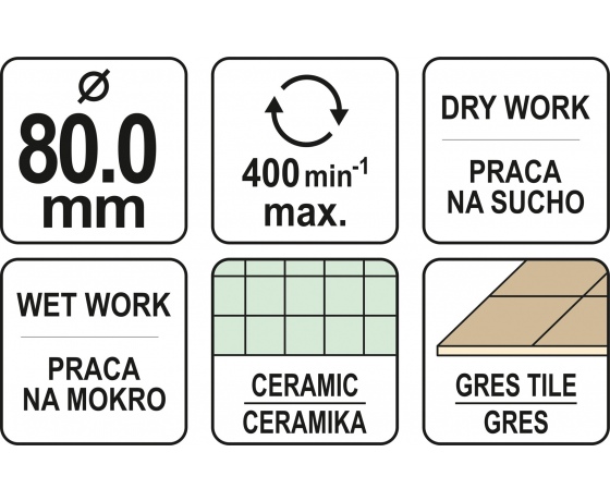 Фото 3 - Свердло по гресу і кераміці YATO 80 мм при сухому і мокрому режимах