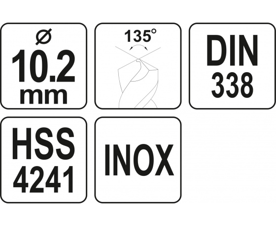 Фото 3 - Свердло по металу PREMIUM YATO до нержавіючої і високолегованої сталі, литва 10.2 х 130 мм HSS 4241