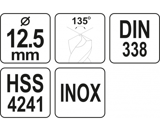 Фото 3 - Свердло по металу PREMIUM YATO до нержавіючої і високолегованої сталі, литва 12.5 х 150 мм HSS 4241