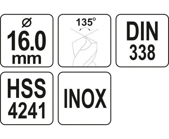 Фото 3 - Свердло по металу PREMIUM YATO до нержавіючої і високолегованої сталі, литва 16 х 175 мм HSS 4241