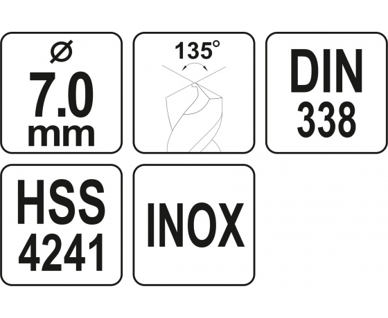 Фото 3 - Свердло по металу PREMIUM YATO до нержавіючої і високолегованої сталі, литва 7 х 110 мм HSS 4241