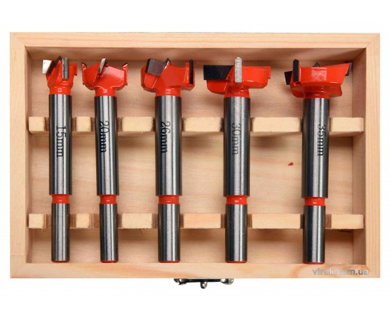 Фото 2 - Набір свердл-фрез по дереву YATO 15-35 мм зі шпинделями 8 і 10 мм 5 шт