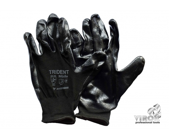 Фото 2 - Рукавиці TRIDENT трикотажні поліестерові червоні 13 клас покриті нітрилом розмір 10
