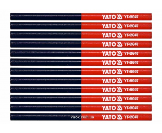 Фото 2 - Олівці столярні двоколірні YATO 175 мм стержень 4 x 2 мм 12 шт