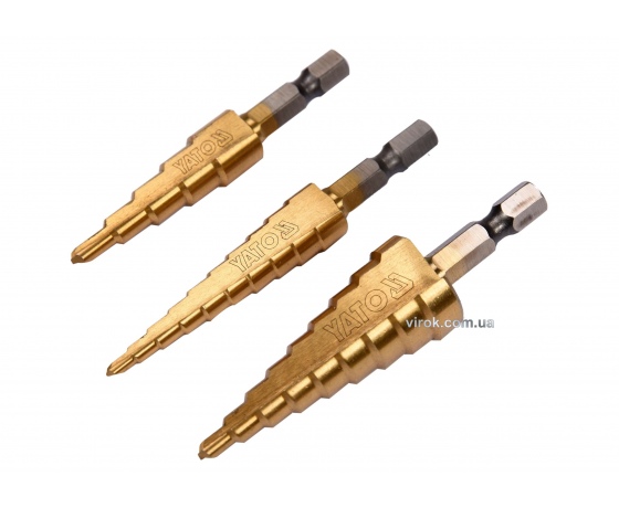 Фото 2 - Свердла по металу конусні титанові YATO HEX-1/4