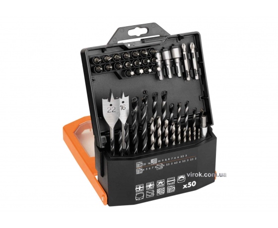 Фото 2 - Набір свердл, торцевих головок і викруткових насадок AEG 50 шт (4932430411)