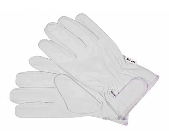 Фото 2 - Рукавиці робочі білі з застібкою-липучкою YATO шкіра розмір 10