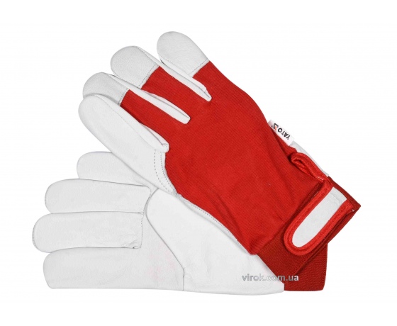 Фото 2 - Рукавиці робочі біло-червоні YATO бавовна + шкіра розмір 10