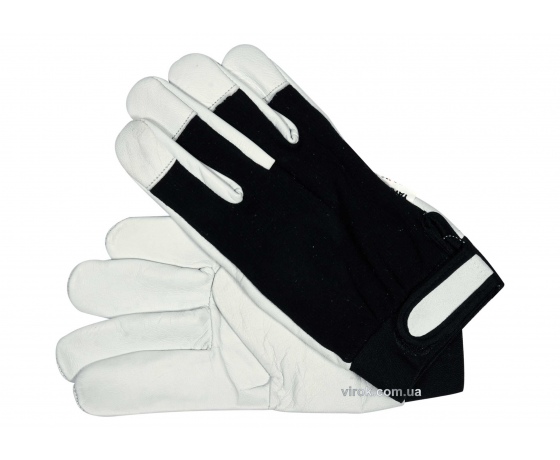 Фото 2 - Рукавиці робочі біло-чорні YATO бавовна + шкіра розмір 10