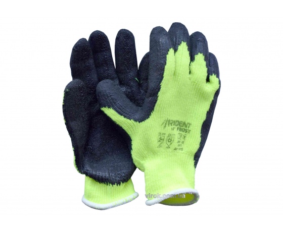 Фото 2 - Рукавиці теплі трикотажні бавовняні жовті TRIDENT-FROST покритті рифленним латексом розмір 10