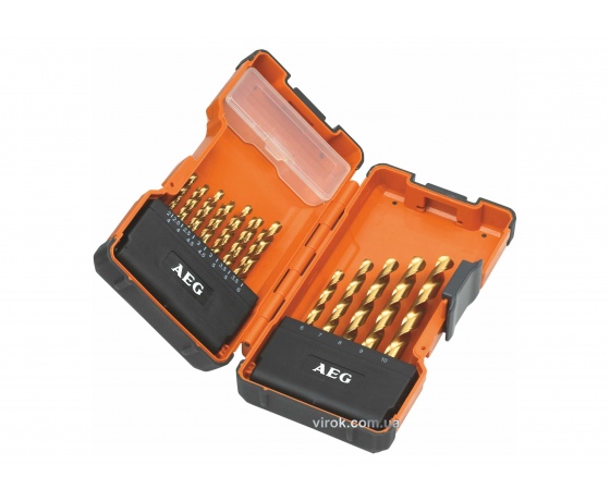Фото 2 - Набір свердл по металу AEG Power 2-10 мм HSS-G TIN DIN338 19 шт в футлярі (4932352245)