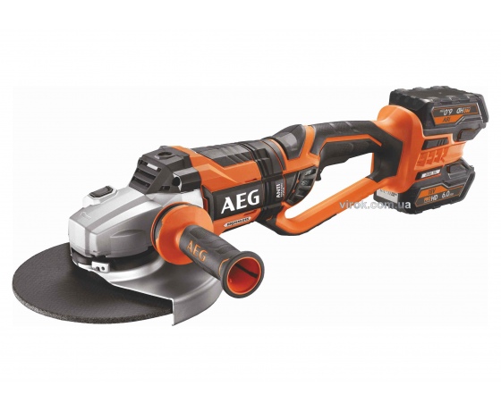Фото 2 - Шліфмашина кутова безщіткова акумуляторна AEG 2 x Li-Ion 18 В 6 Агод 230 мм в футлярі (4935464816)