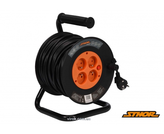 Фото 2 - Подовжувач електричний на котушці STHOR 40 м 1 мм² 4 гнізда 3-жильний