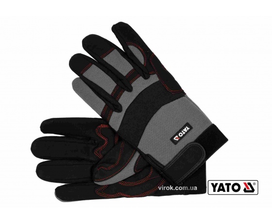 Фото 2 - Рукавиці робочі з застібкою-липучкою YATO штучна шкіра + синтетична тканина розмір 10
