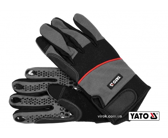 Фото 2 - Рукавиці робочі з застібкою-липучкою YATO штучна шкіра + синтетична тканина розмір 10