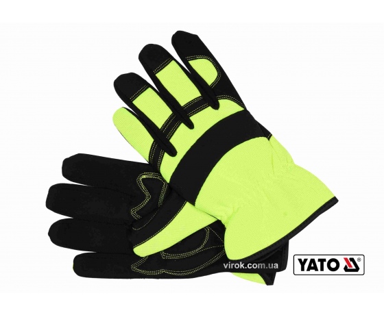 Фото 2 - Рукавиці робочі на резинці YATO штучна шкіра + синтетична тканина розмір 10