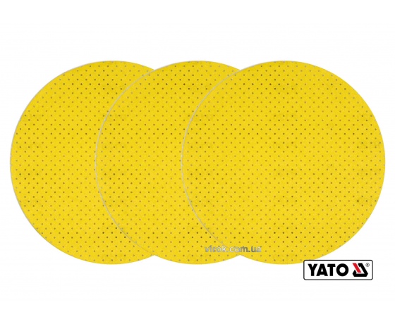 Фото 2 - Диск шліфувальний перфорований на липучці до шліфмашини YATO G120 225 мм 3 шт