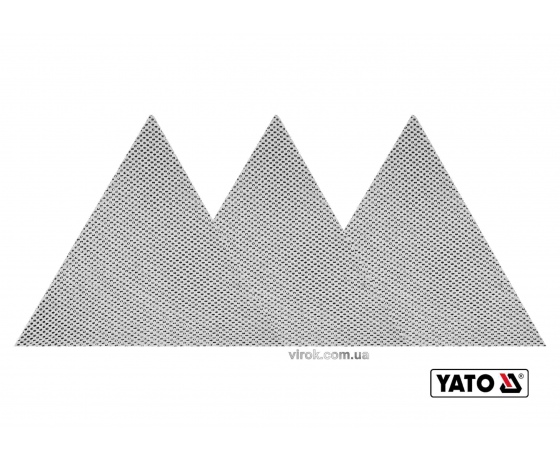 Фото 2 - Сітка абразивна тверда трикутна на липучці до шліфмашини YATO G180 280 мм 3 шт