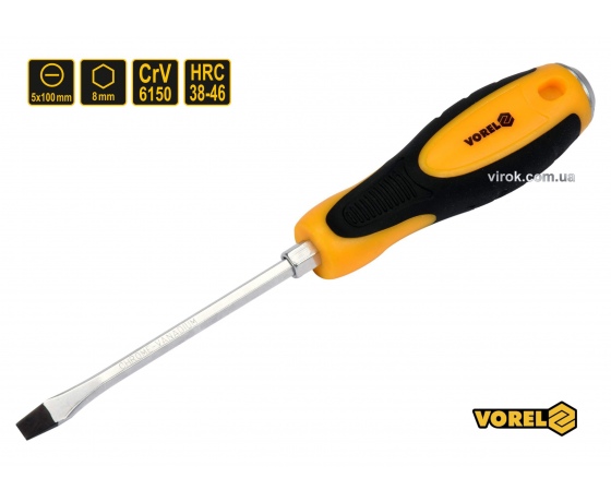 Фото 2 - Викрутка плоска ударна з шестигранним стержнем VOREL SL5 х 100 мм HRC 38-46 Cr-V