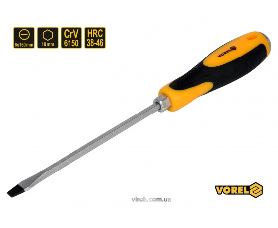 Фото 2 - Викрутка плоска ударна з шестигранним стержнем VOREL SL6 х 150 мм HRC 38-46 Cr-V