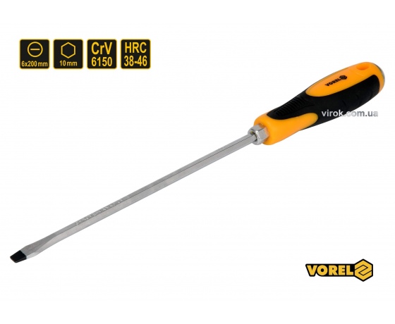 Фото 2 - Викрутка плоска ударна з шестигранним стержнем VOREL SL6 х 200 мм HRC 38-46 Cr-V