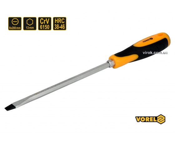 Фото 2 - Викрутка плоска ударна з шестигранним стержнем VOREL SL8 х 200 мм HRC 38-46 Cr-V