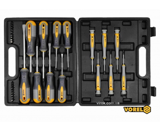 Фото 2 - Набір викруток і викруткових насадок VOREL Cr-V 32 шт у футлярі