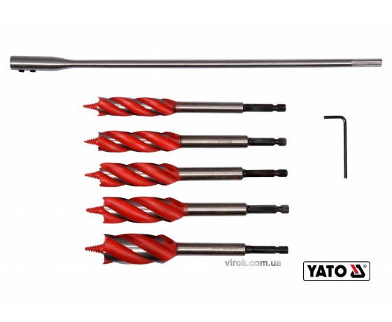 Фото 2 - Набір свердл по дереву YATO 16-25 мм 165 мм HEX-1/4