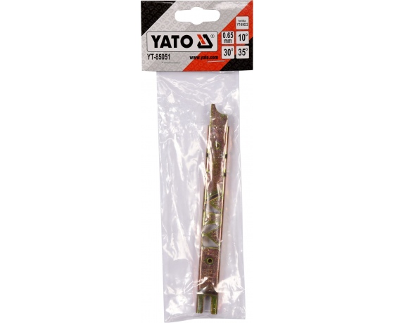 Фото 3 - Шаблон для заточування обмежувача глибини зубів ланцюгів YATO 150 х 13 х 1 мм 0.65 мм кут 10°/30°/35°