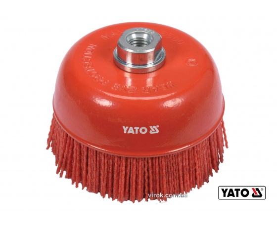 Фото 2 - Щітка чашка зачисна з нейлоновим ворсом до КШМ YATO Ø125 мм 6500 об/хв М14