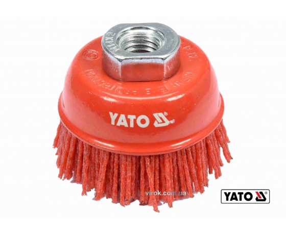 Фото 2 - Щітка чашка зачисна з нейлоновим ворсом до КШМ YATO Ø65 мм 12200 об/хв М14