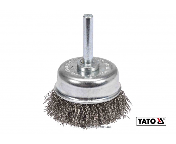 Фото 2 - Щітка чашка зачисна з нержавіючої сталі до дрилі YATO Ø50 мм 4500 об/хв зі шпинделем Ø6 мм