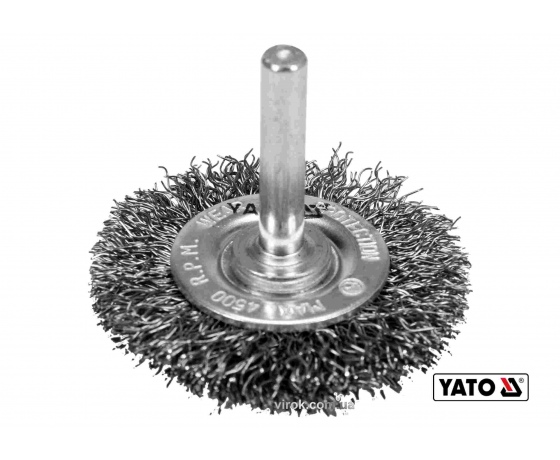 Фото 2 - Щітка дискова зачисна з нержавіючої сталі до дрилі YATO Ø50 мм 4500 об/хв зі шпинделем Ø6 мм